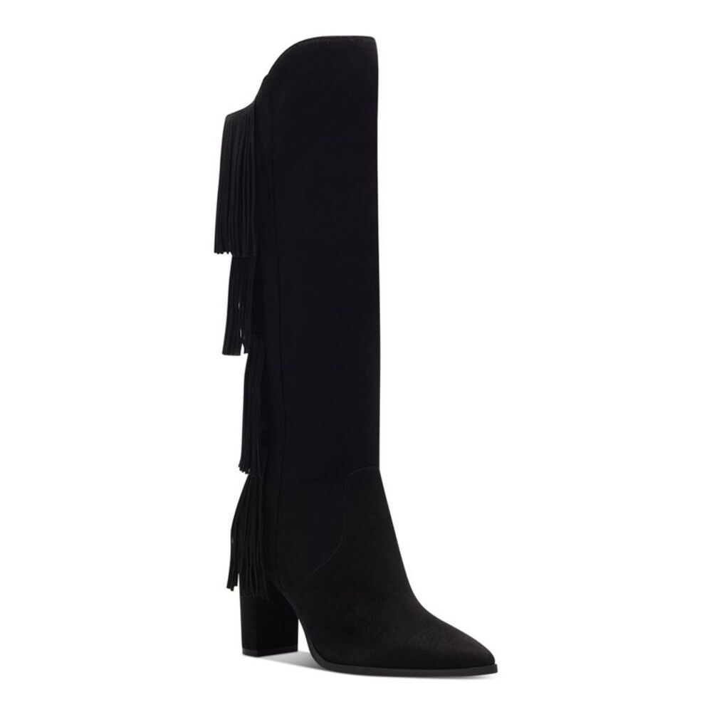 INC Womens Black Fringed Yomesa Pointed Toe Block Heel Zip-Up Heeled Boots 6.5 M